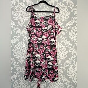 Gothic Skull & Rose Mini Dress